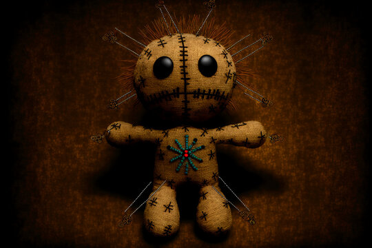 Voodoo doll. Haitian Vodou and other magical traditions. Generative AI.