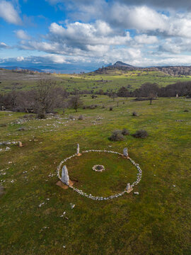 Mendiluze cromlech in Entzia mountain range, Araba, Alava, Basque Country
