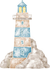 Lighthouse watercolour illustration