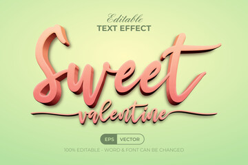 Sweet valentine text effect style. Editable text effect.