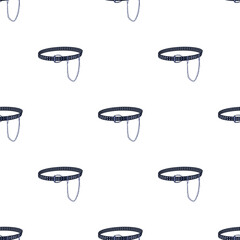 Illustration with belt with holes and studs with chain. Seamless pattern for fabric, textile, wrapping paper..