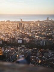 Aerial photo of the city in the golden hour