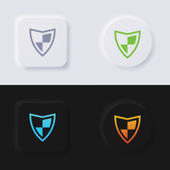 Shield icon set, Multicolor neumorphism button soft UI Design for Web design, Application UI and more, Button, Vector.