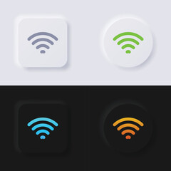 Internet Signal wave symbol icon set, Multicolor neumorphism button soft UI Design for Web design, Application UI and more, Button, Vector.
