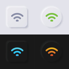 Internet Signal wave symbol icon set, Multicolor neumorphism button soft UI Design for Web design, Application UI and more, Button, Vector.