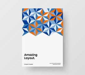 Modern geometric hexagons brochure layout. Trendy poster A4 vector design template.