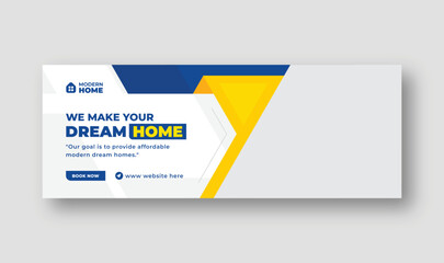 Home for sale real estate facebook cover and web banner template, social media post for real estate business