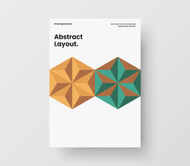 Unique mosaic shapes placard layout. Colorful journal cover vector design concept.