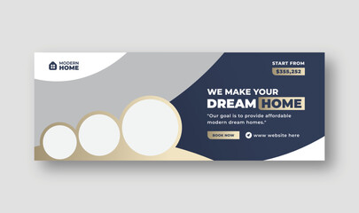 Home for sale real estate facebook cover and web banner template, social media post for real estate business - obrazy, fototapety, plakaty