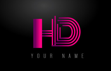 HD Magenta Lines Letter Logo. Creative Line Letters Vector Template.