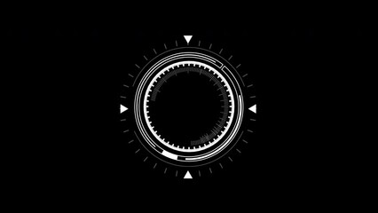 White HUD Circle User interface on isolated black background. Target searching scope and scanning element theme. Digital UI and Sci-fi circular. 4K motion graphic footage video - Powered by Adobe