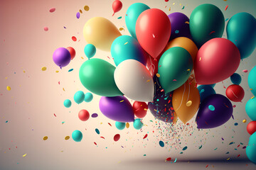 Festive illustration with balloons and confetti