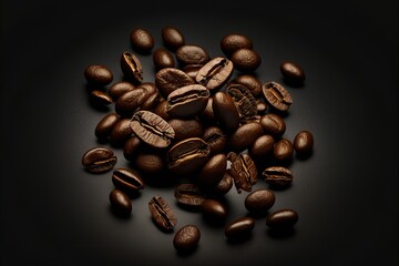 Roasted Coffee Beans In A Pile On A Black Background Generative AI