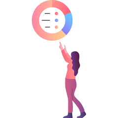 Project management icon woman and pie chart vector