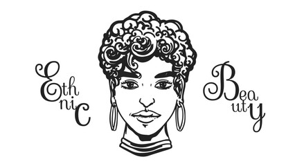 beautiful african or black woman face with curly hairstyes