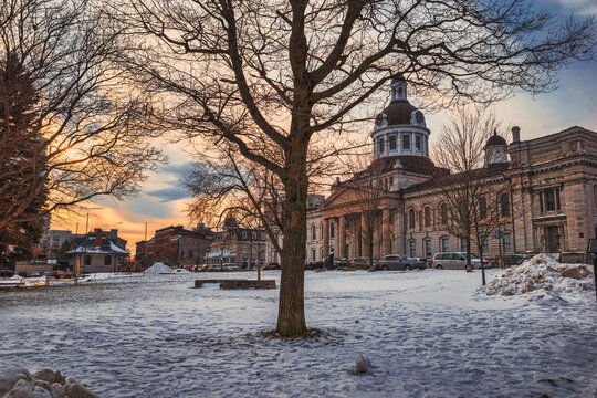 Ice And Snow Landscapes And Cityscapes Of Kingston Ontario CANADA, Featuring Ice Structures, Scenic Old Heritage Buildings And Winter Conditions After The Ontario Storm Of 2022