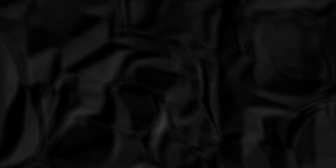 Dark Black facbric paper backdrop crumpled texture. dark black textured crumpled black paper background. panorama black paper texture background, crumpled pattern.