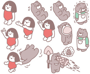 金太郎　熊　キャラクター素材　人物