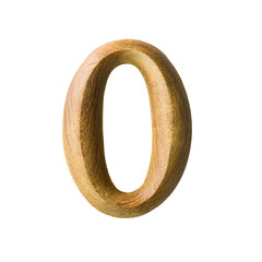 Wooden digit font of number zero with textured wooden - 557178269