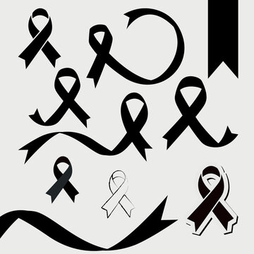 Set of the black ribbon vector. Black and White