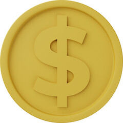 Gold Coin Dollar 3D Illustration