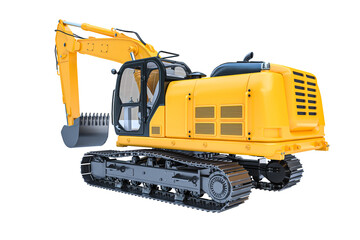 Fototapeta premium yellow excavator back view
