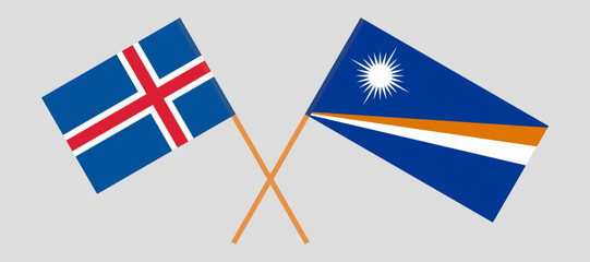 Crossed flags of Iceland and Marshall Islands. Official colors. Correct proportion