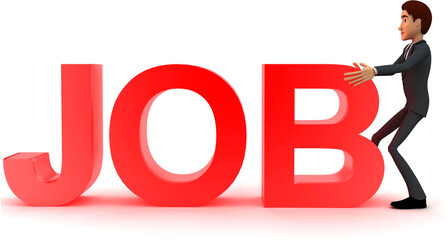 3d man pulling red JOB concept