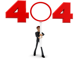 3d man man with 404 error number concept