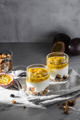 dessert with yogurt and passion fruit