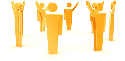 3d man lined up in circle concept