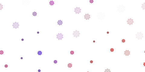 Light pink, yellow vector background with christmas snowflakes.