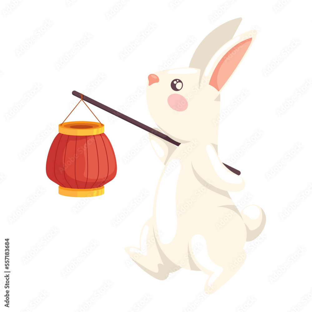 Canvas Prints rabbit with chinese lamp