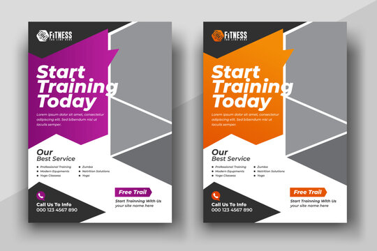 Modern abstract fitness and gym flyer template,fitness body building and gym flyer A4 size template