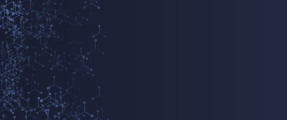 Obraz premium Abstract molecule, moleculer, or particles in triangle pattern shape, background design. Suitable for background, backdrop, science, banner.