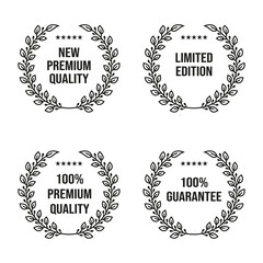 Set of Laurel Leaf for New Premium quality,Limited edition,100% Premium Quality,100% Guarantee. Badge Emblem Label Design Vector