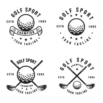 Golf club emblem vintage set, professional golf ball logo template design, golf championship, icon, vector illustration, symbol
