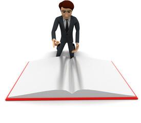 3d man read big book concept