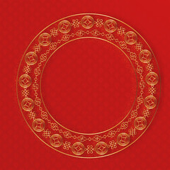 Traditional chinese round pattern frame. Oriental, japanese circle.