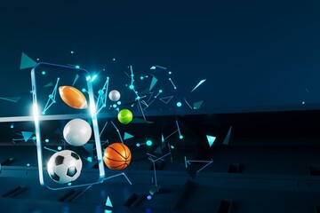 3d football object design. realistic rendering. abstract futuristic background. 3d illustration. motion geometry concept. sport competition graphic. tournament game bet content. soccer ball element.
