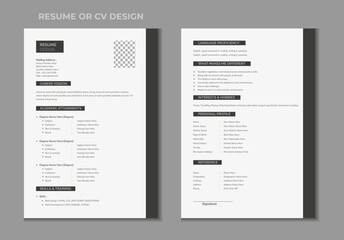 Double pages resume or cv template design 
