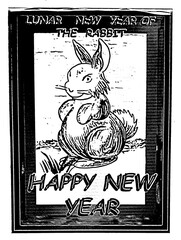 Obraz premium Lunar New Year black and white rabbit