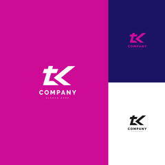 T K abstract letter mark logo with reverse arrow strong and fast logo