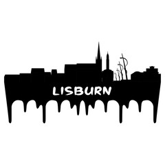 Lisburn Northern Ireland Skyline Silhouette Retro Vintage Sunset Lisburn Lover Travel Souvenir Sticker Vector Illustration SVG EPS