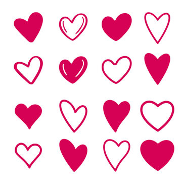 Set of heart signs. Cartoon. Vector illustration
