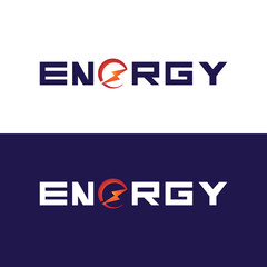 Energy text font dynamic logo with lightning  - modern energy logo