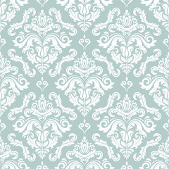 Orient light blue and white classic pattern. Seamless abstract background with vintage elements. Orient background. Ornament for wallpaper and packaging