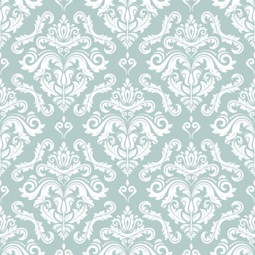 Orient light blue and white classic pattern. Seamless abstract background with vintage elements. Orient background. Ornament for wallpaper and packaging