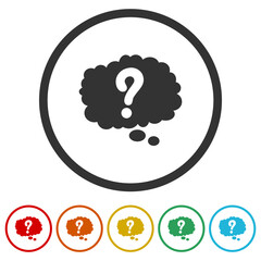Thinking concept cloud icon. Set icons in color circle buttons
