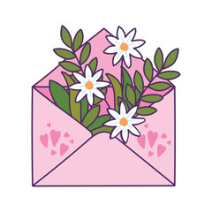 pink envelope with flowers